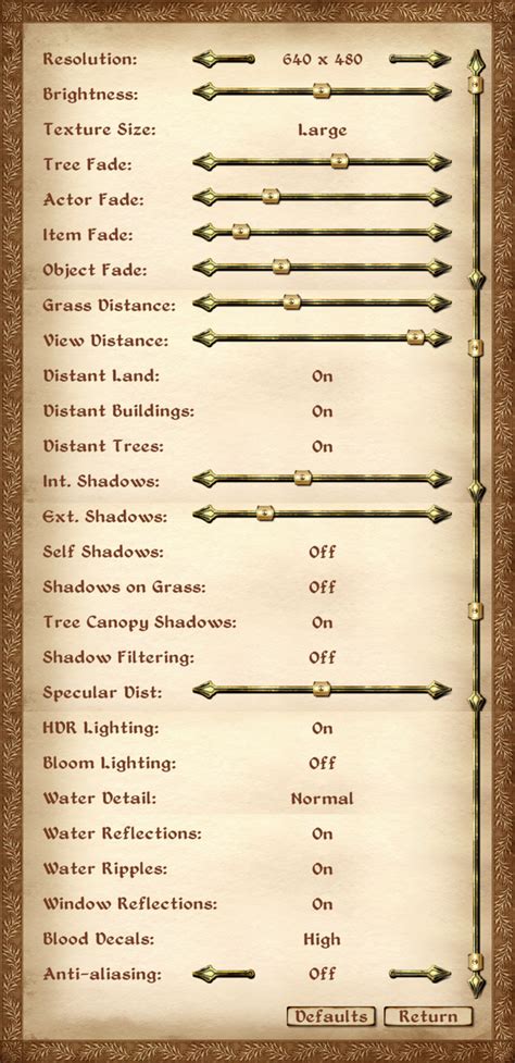 oblivion display tweaks.
